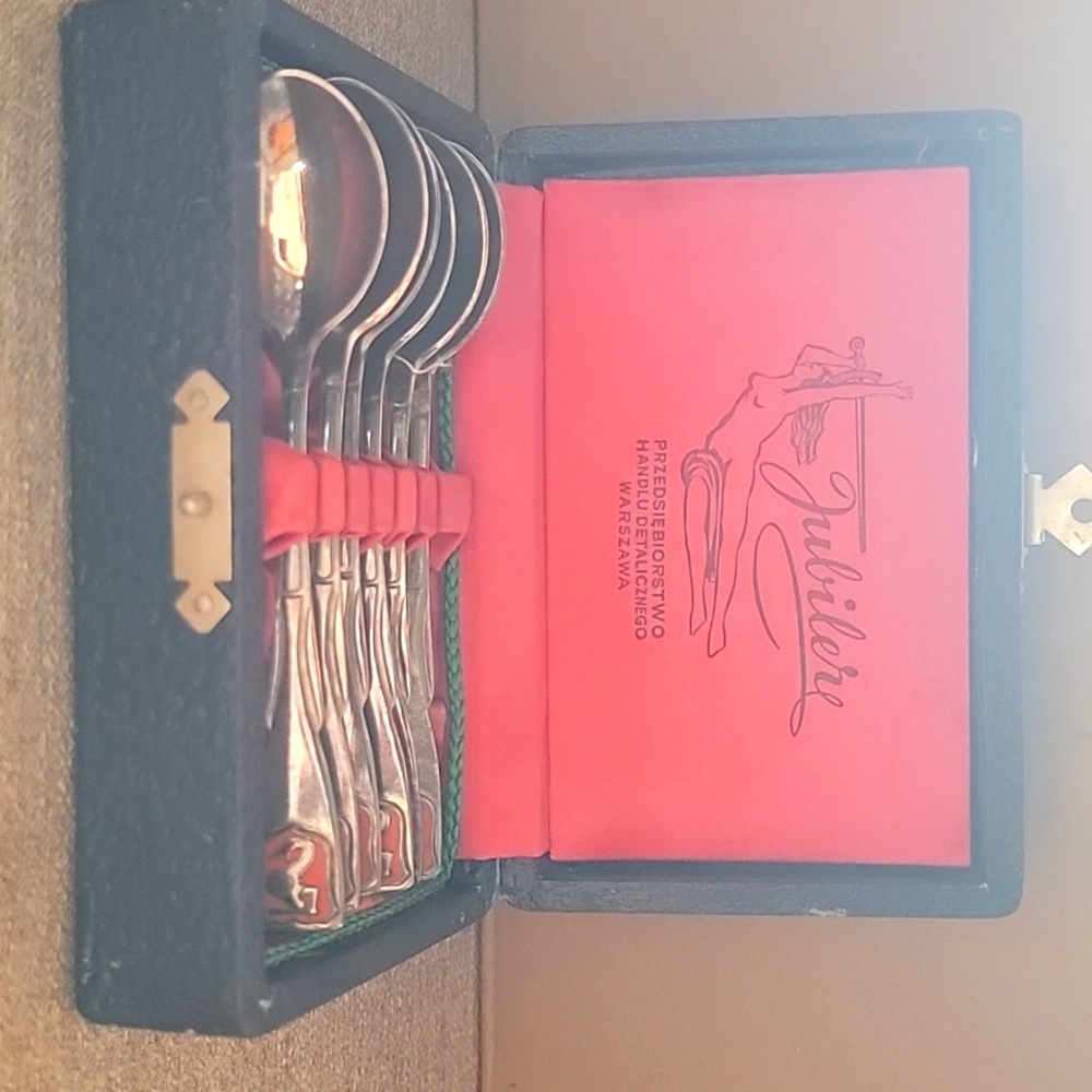 Antique Polish Demitasse Silver Spoon set
